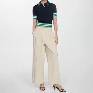 MANGO WIDE LED PLEATED TROUSERS